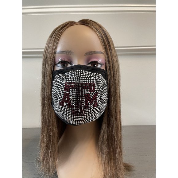 Texas A & M University Aggies Bling Rhinestone Face Mask - Picture 1 of 16